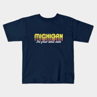 Retro Michigan the Great Lakes State Kids T-Shirt